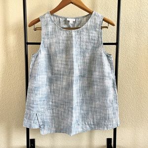 J. Jill Love Linen Blue White Minimalist Sleeveless Top SMALL